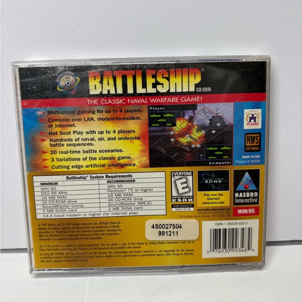 Battleship The Classic Naval Warfare Game PC CD Hasbro 1997